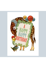 Laughing Elephant Circus Giraffe A7 Birthday Notecard