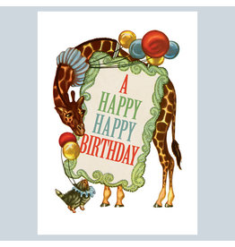 Laughing Elephant Circus Giraffe A7 Birthday Notecard