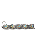 835 Silver 5-Panel Bracelet with Turquoise Cabochons