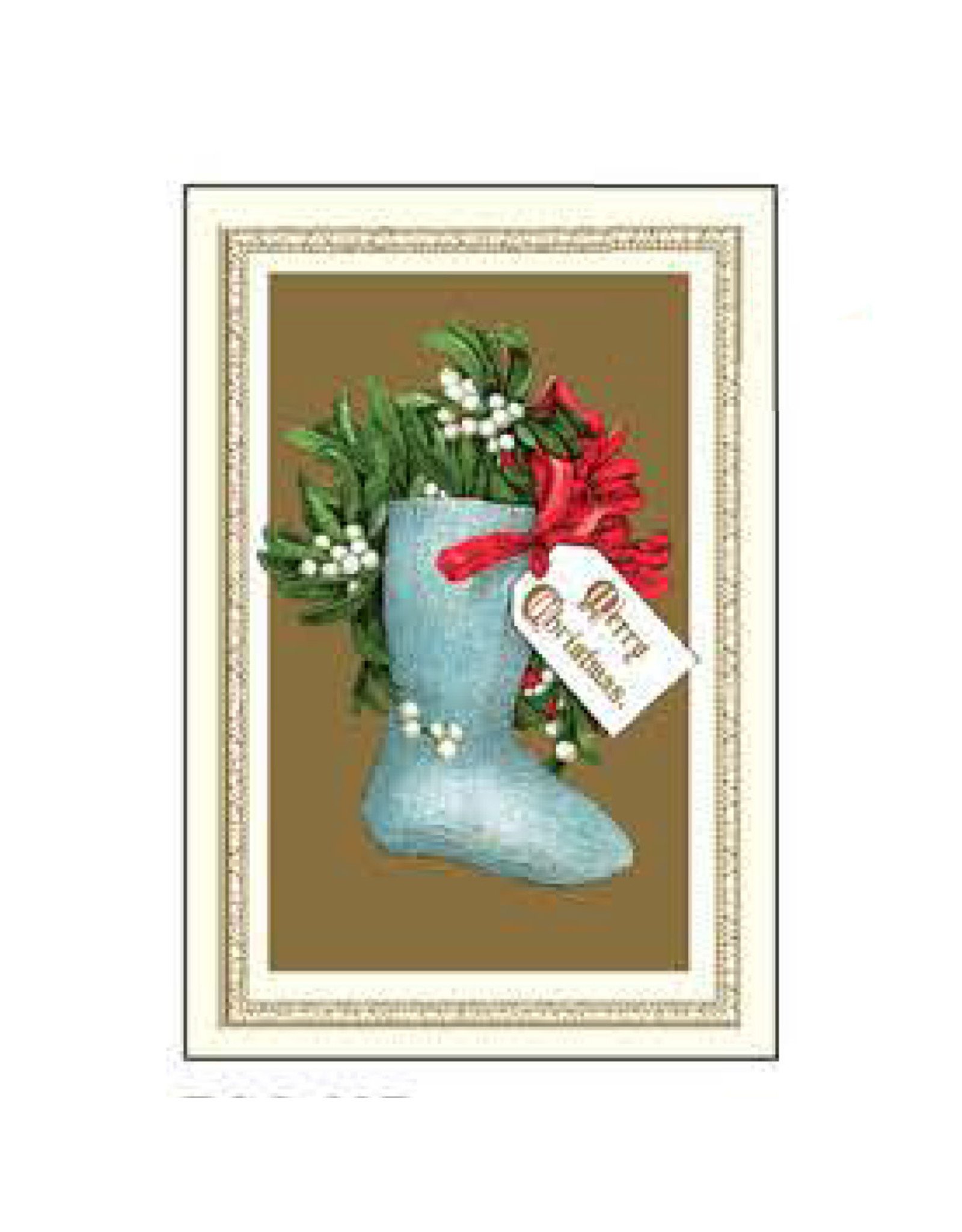 Rossi Merry Christmas Mistletoe Stocking Vintage Postcard