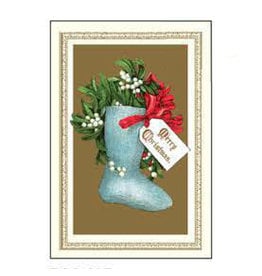 Rossi Merry Christmas Mistletoe Stocking Vintage Postcard