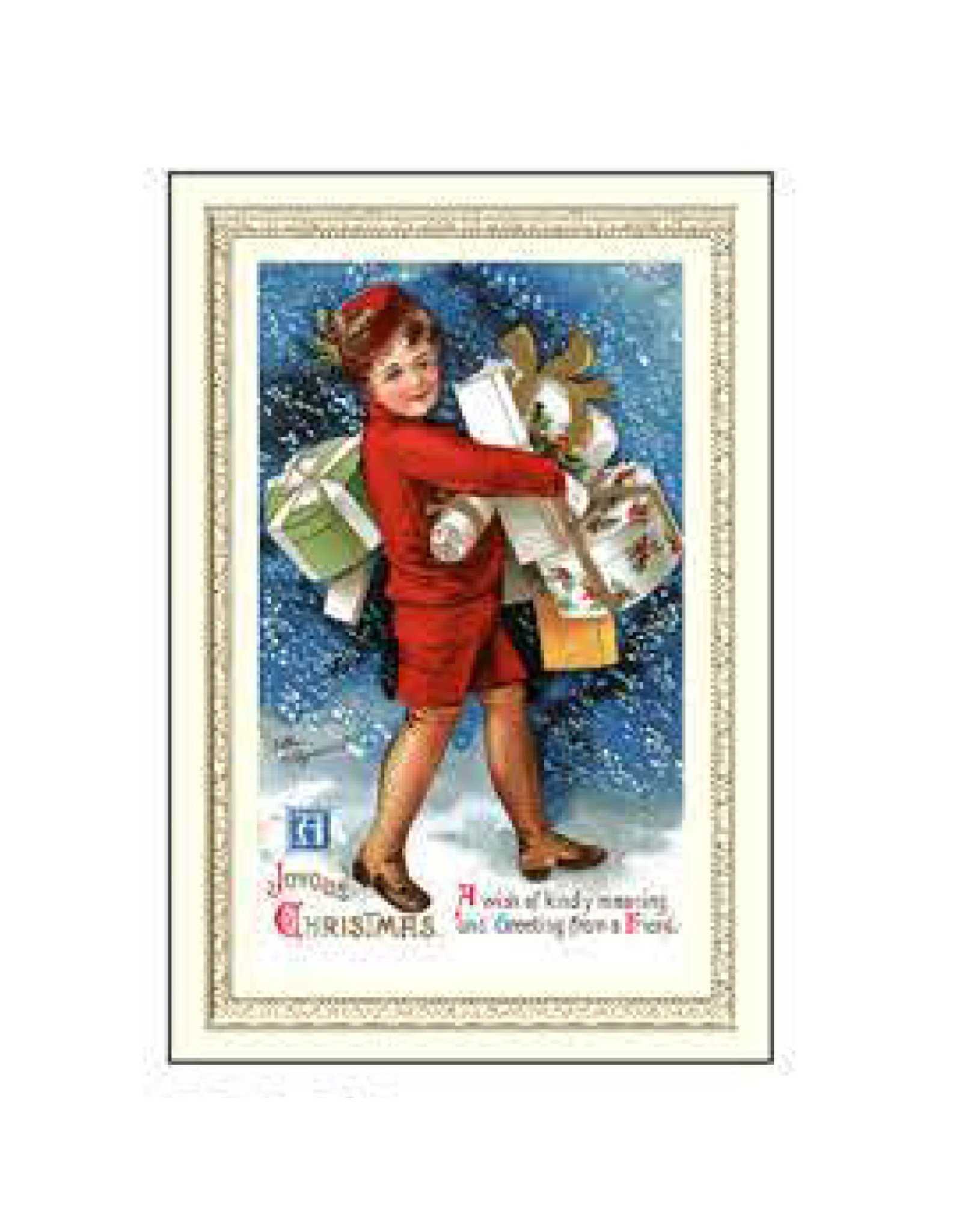 Rossi Joyous Christmas Delivery Boy Vintage Postcard