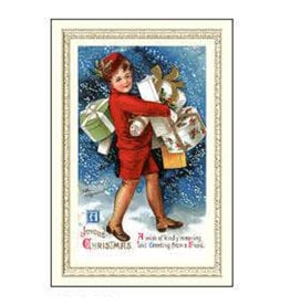 Rossi Joyous Christmas Delivery Boy Vintage Postcard