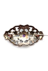 Amethyst Garnet Marcasite Sterling Brooch