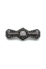 Judith Jack Sterling Marcasite Bow Tie Bar Pin Brooch with Princess-Cut Cubic Zirconia