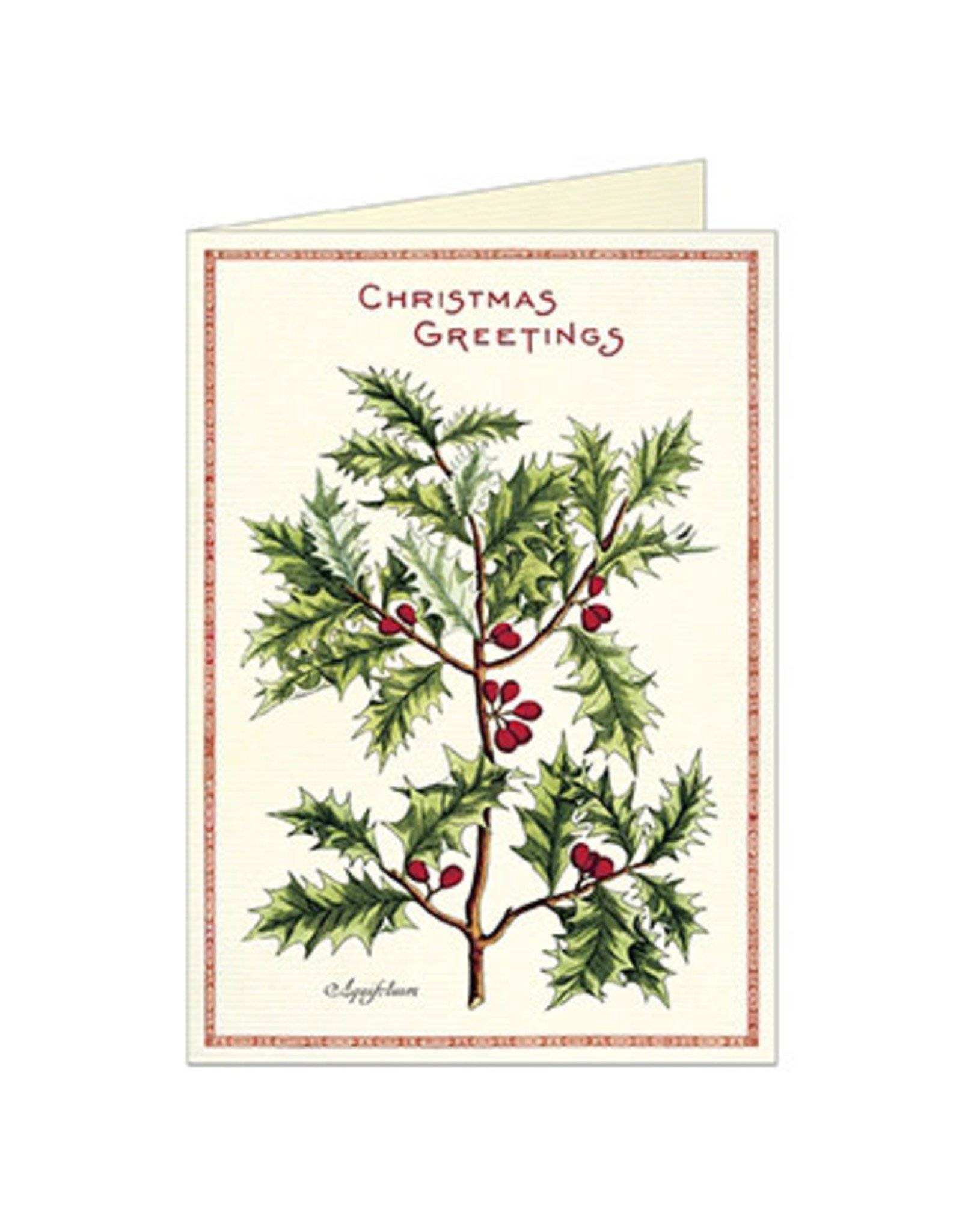 Cavallini Papers & Co. Holly Greeting Christmas Notecard