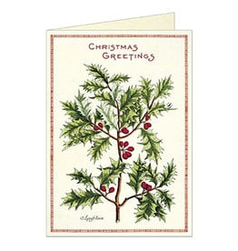Cavallini Papers & Co. Holly Greeting Christmas Notecard