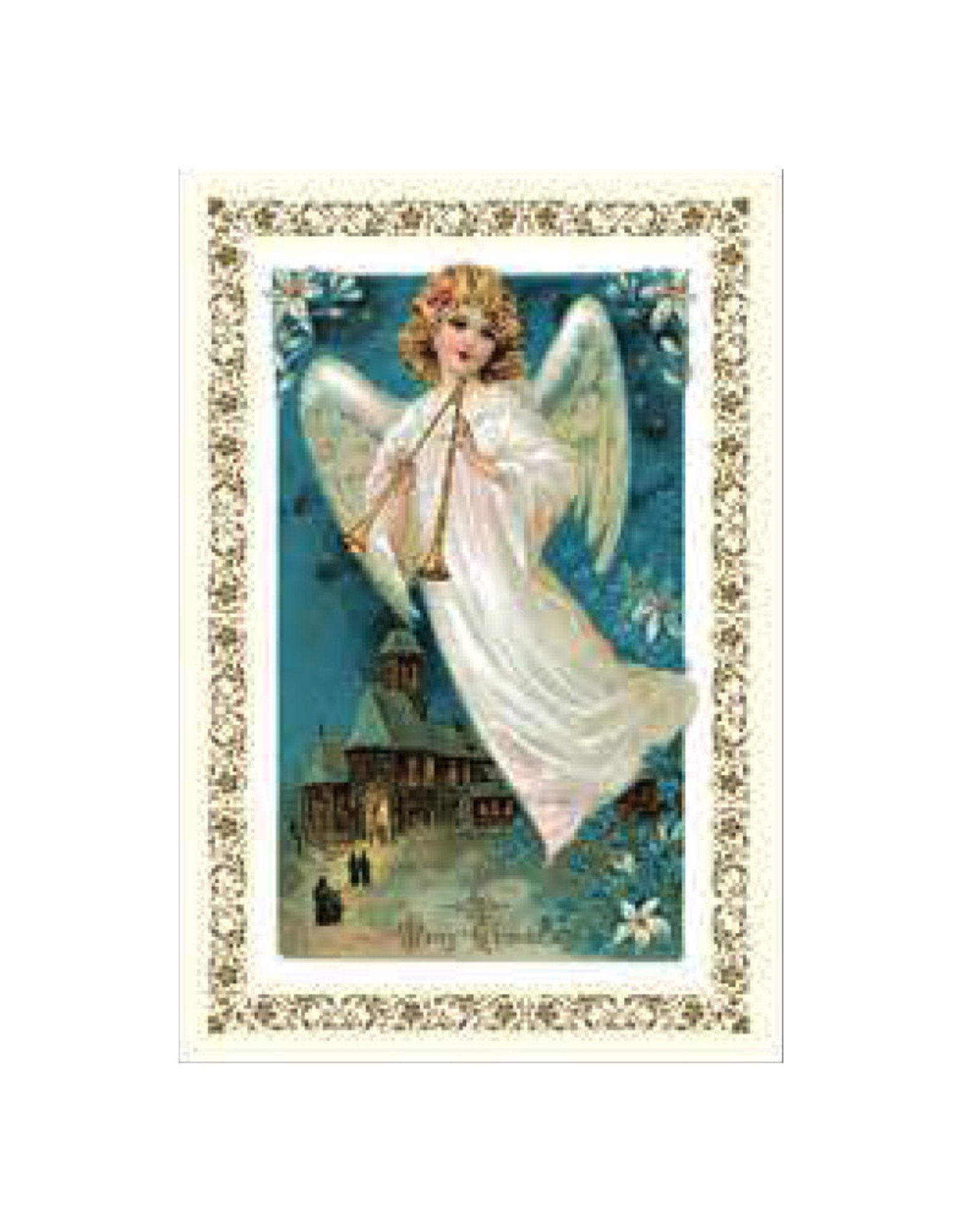 Rossi Merry Christmas Christmas Angel & Church Vintage Postcard