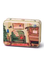 Paddywax Pomegranate Spruce Holiday Tin 5oz Matte Illustrated with Piano Scene