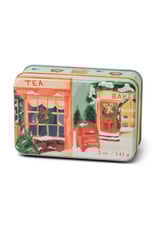 Paddywax Sweet Orange & Fir Holiday Tin 5oz Matte Illustrated Storefront Scene