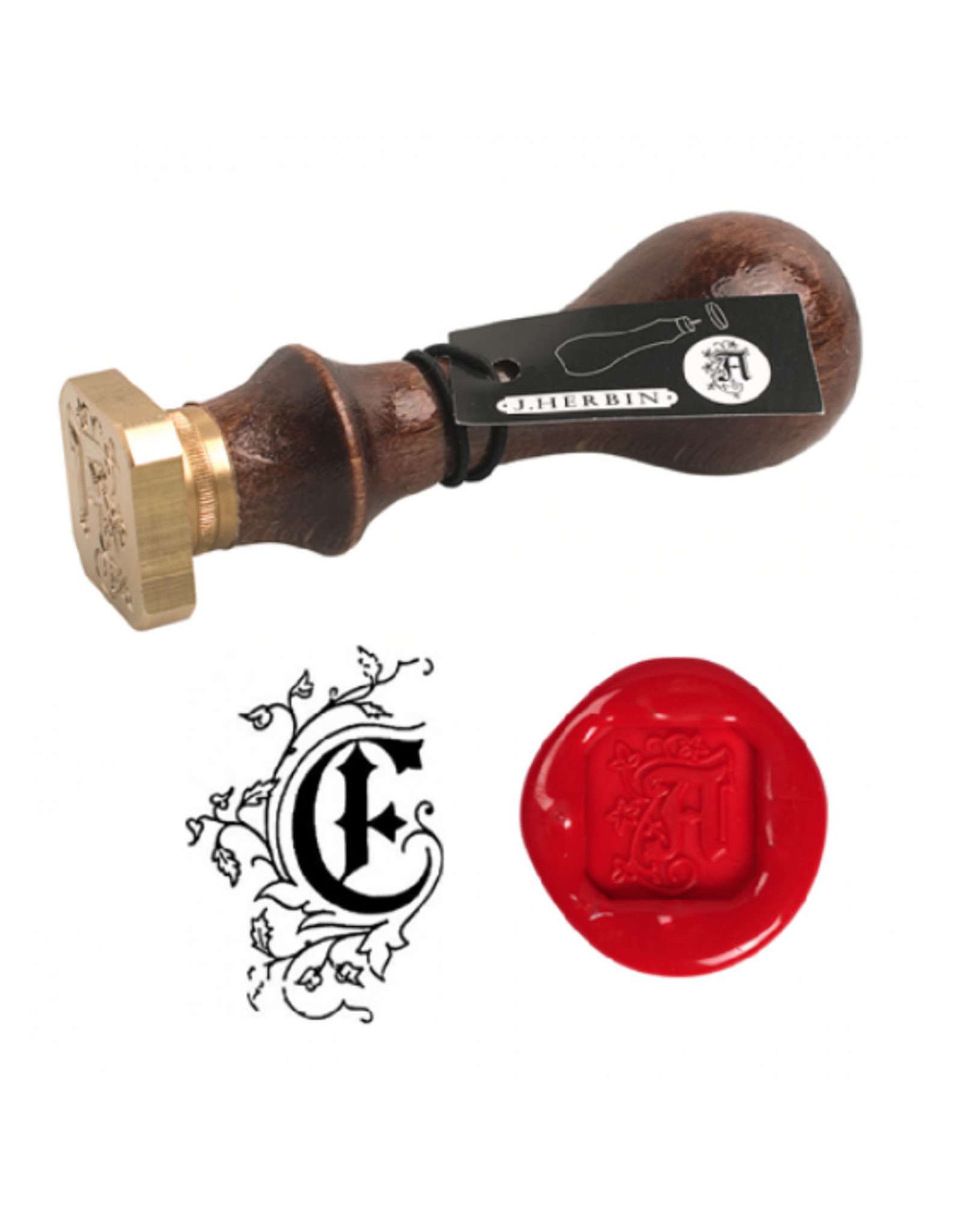 J. Herbin "E" Script Retro Style Letter Seal + Handle