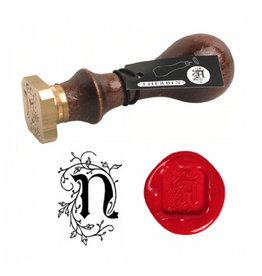 J. Herbin "N" Script Retro Style Letter Seal + Handle