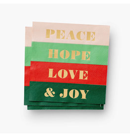 Rifle Paper Co. Peace & Joy Paper Holiday Cocktail Napkins Pack of 20