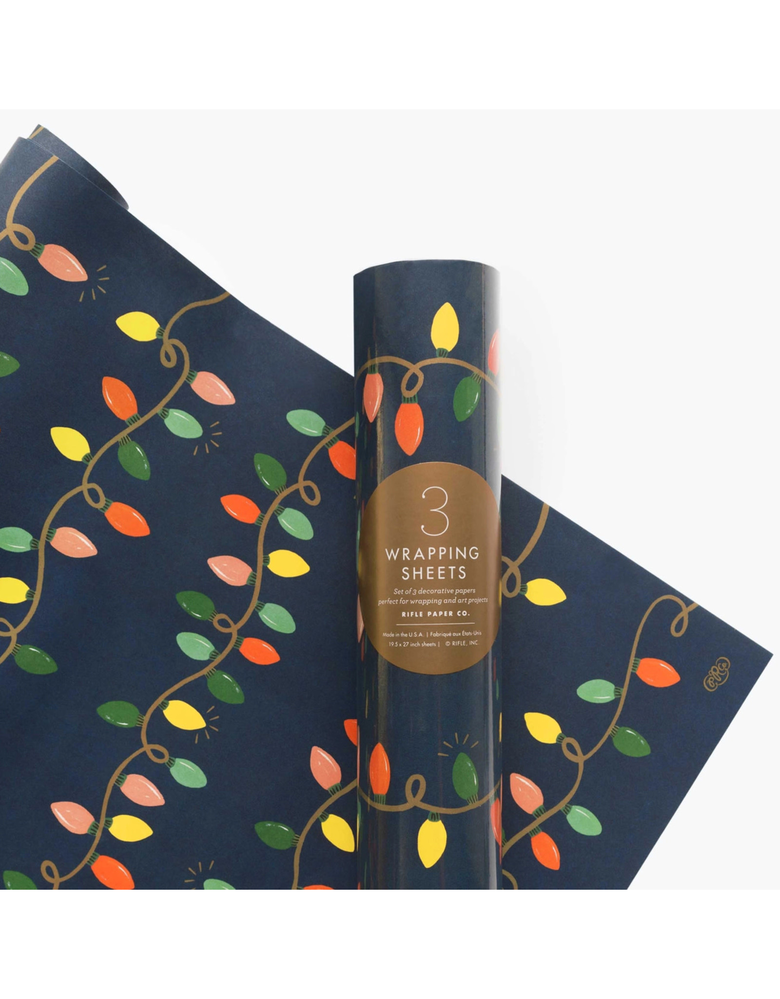 Rifle Paper Co. Wrap Holiday Lights Roll of 3 half-sheets