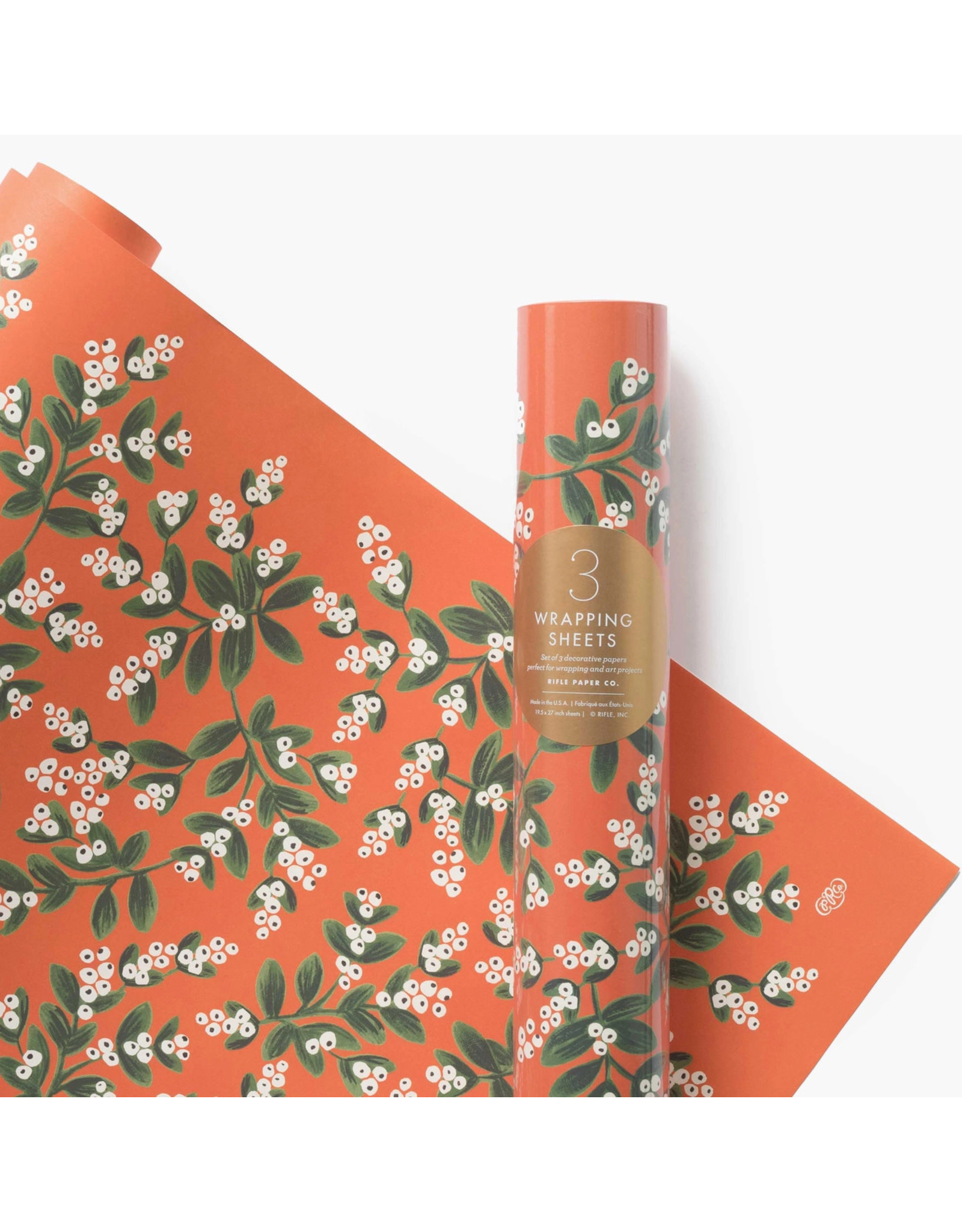 Rifle Paper Co. Wrap Mistletoe Roll of 3 half-sheets