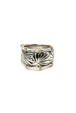 Effy Wide Sterling Fronds Band with 14K Accents & 16 Diamonds Ring Size 6