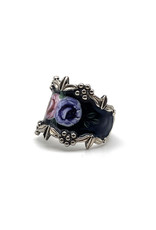 Clark & Coombs Sterling with Pink & Purple Enamel Roses Ring Size 5½