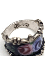 Clark & Coombs Sterling with Pink & Purple Enamel Roses Ring Size 5½