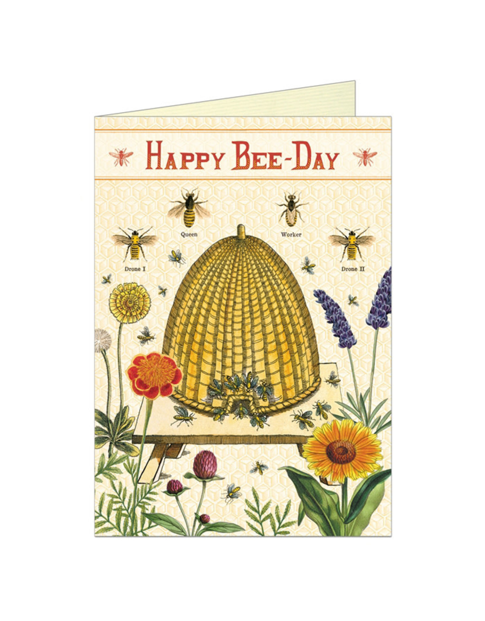 Cavallini Papers & Co. Happy Bee-Day Greeting Brittany A2 Birthday Notecard