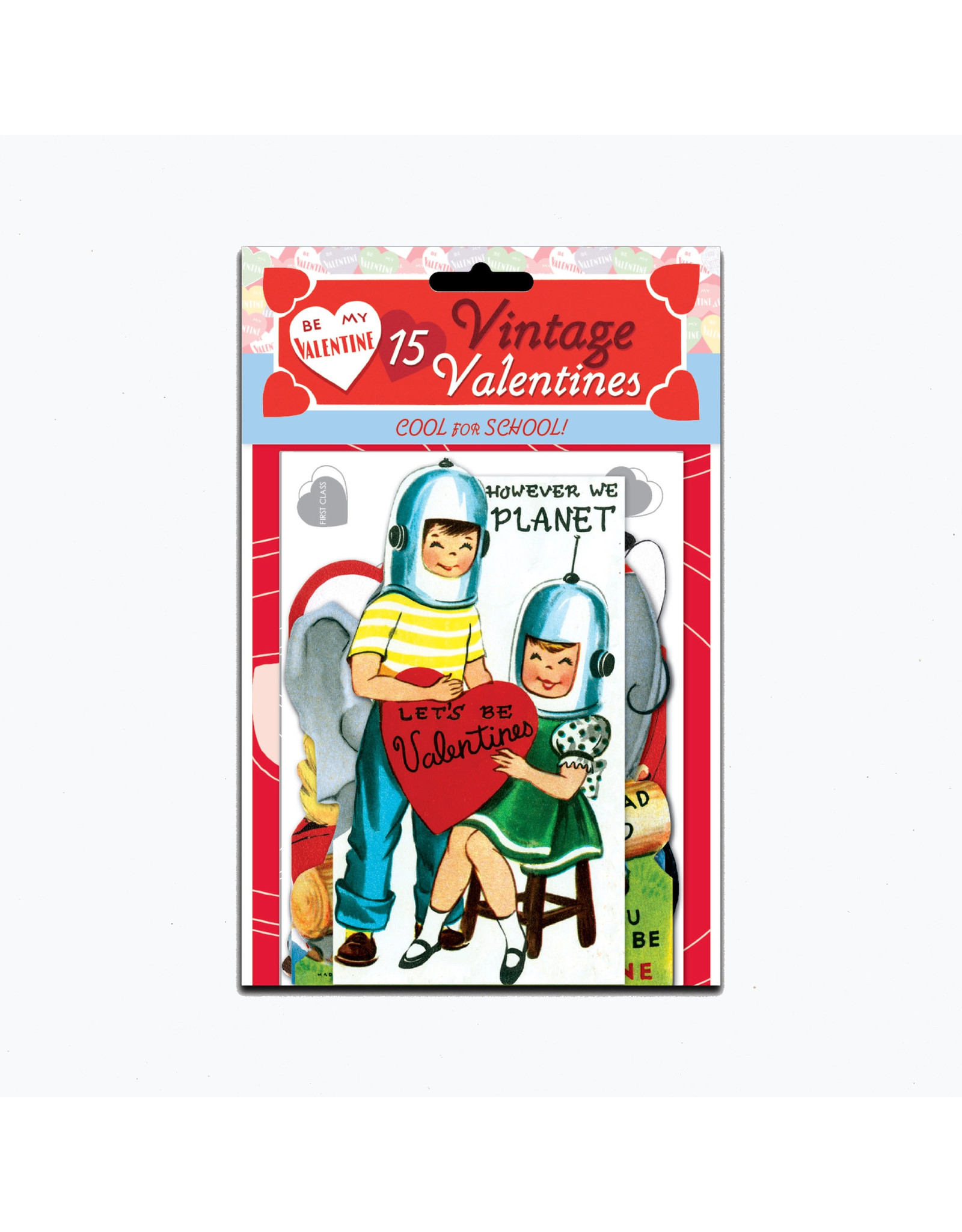 Laughing Elephant 15 Vintage Valentines Notecards: Cool for School
