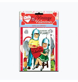 Laughing Elephant 15 Vintage Valentines Notecards: Cool for School