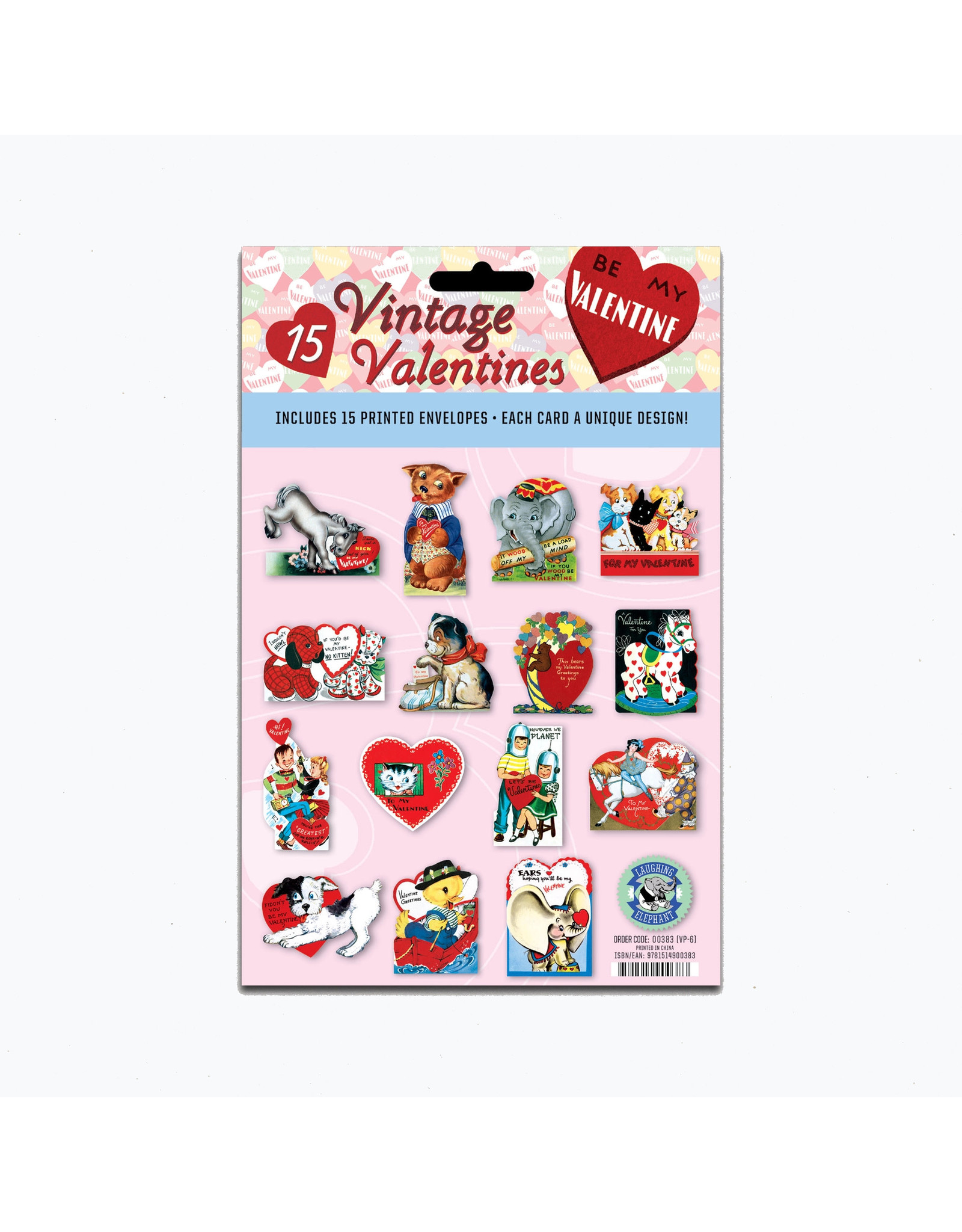 Laughing Elephant 15 Vintage Valentines Notecards: Cool for School