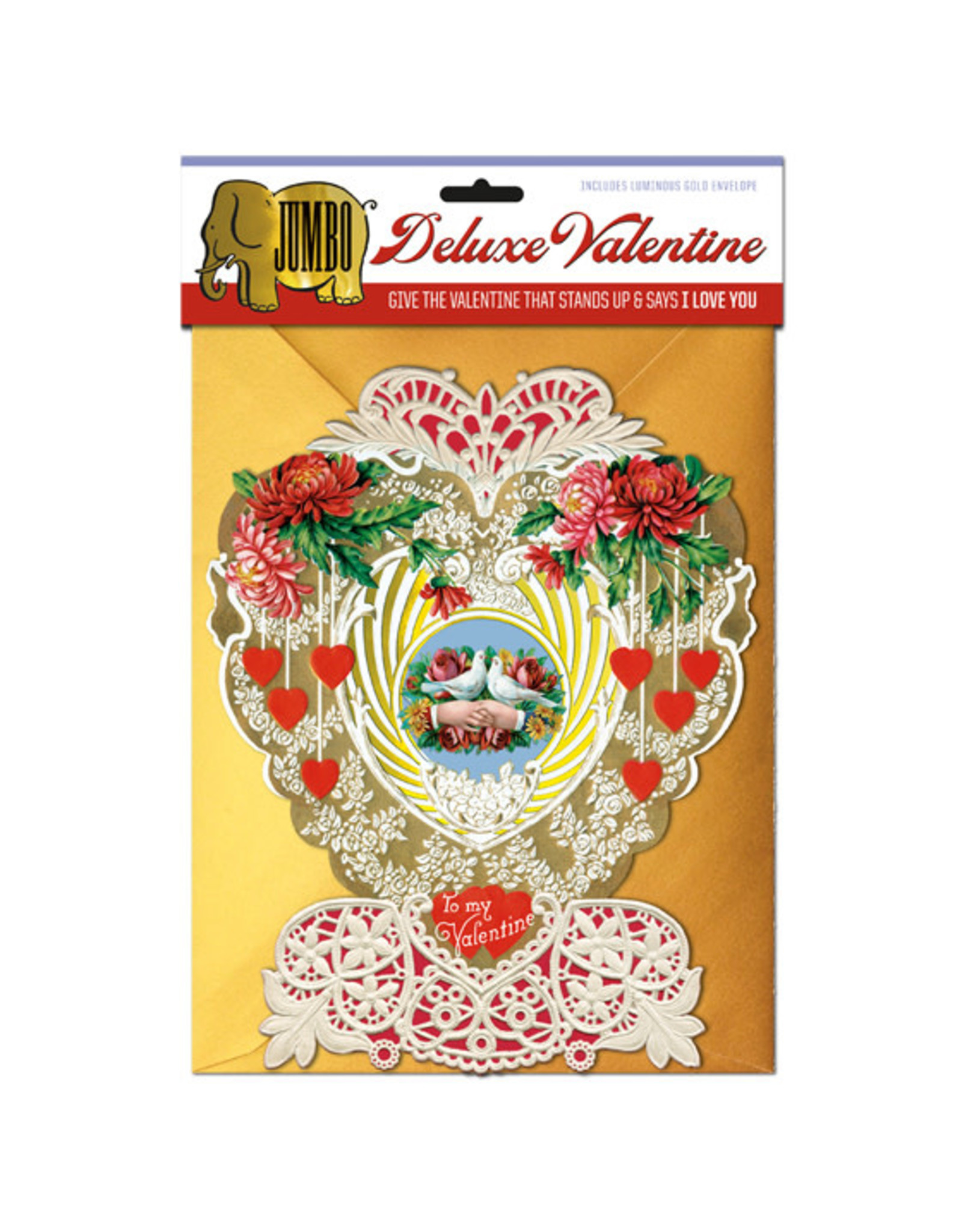 Laughing Elephant Victorian Heart Deluxe Valentine Notecard