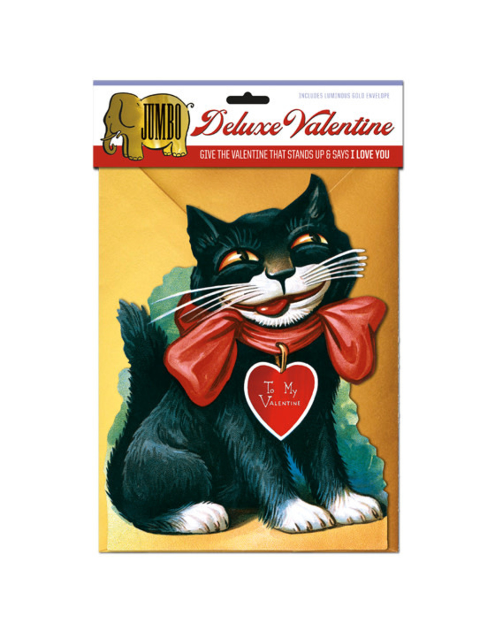 Laughing Elephant Smiling Cat Deluxe Valentine Notecard