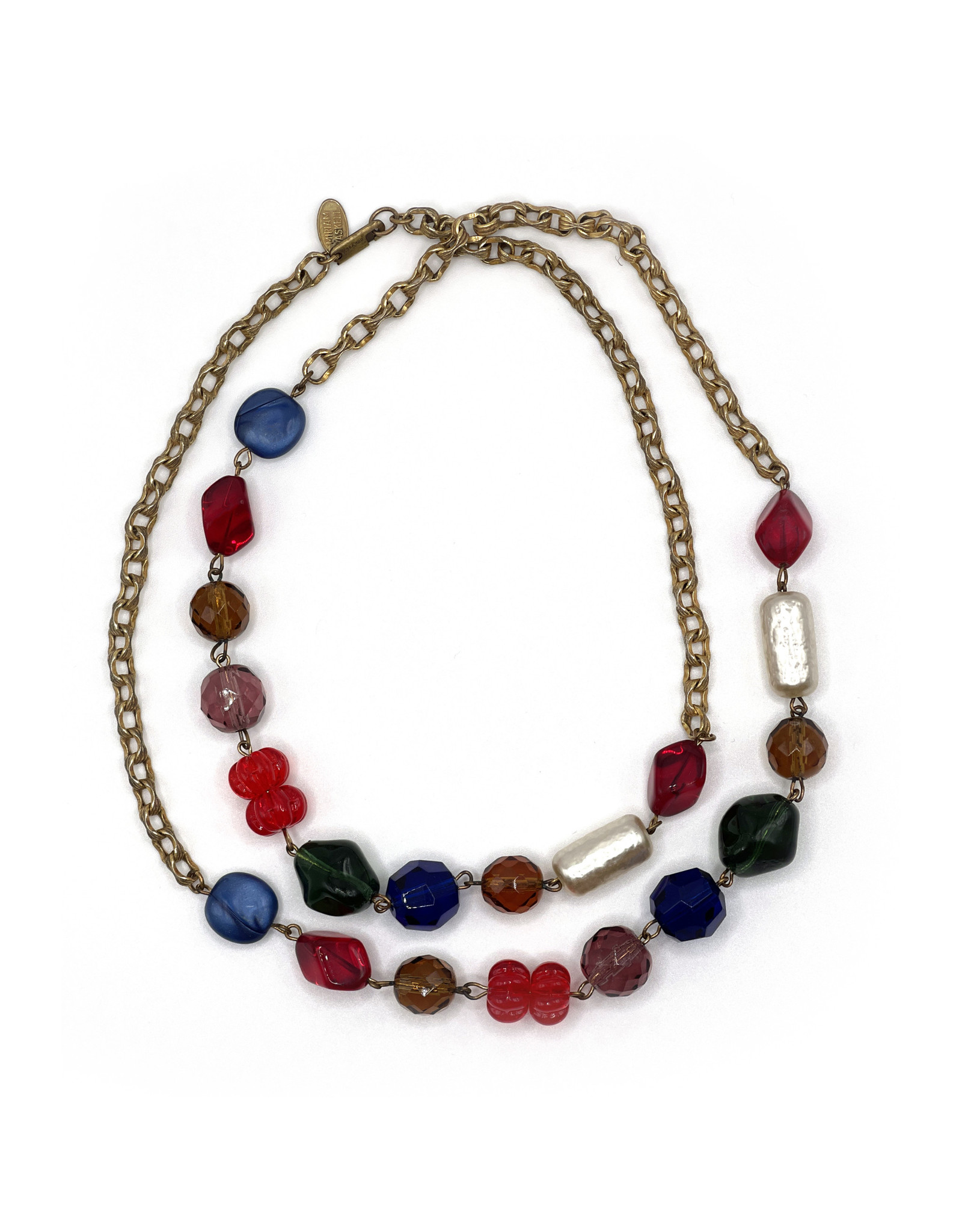 Miriam Haskell 33 In. Vintage Art Glass Beads Necklace