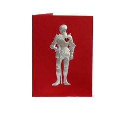 Paula Skene Designs Message Inside Knight in Armour Valentine Notecard on Red