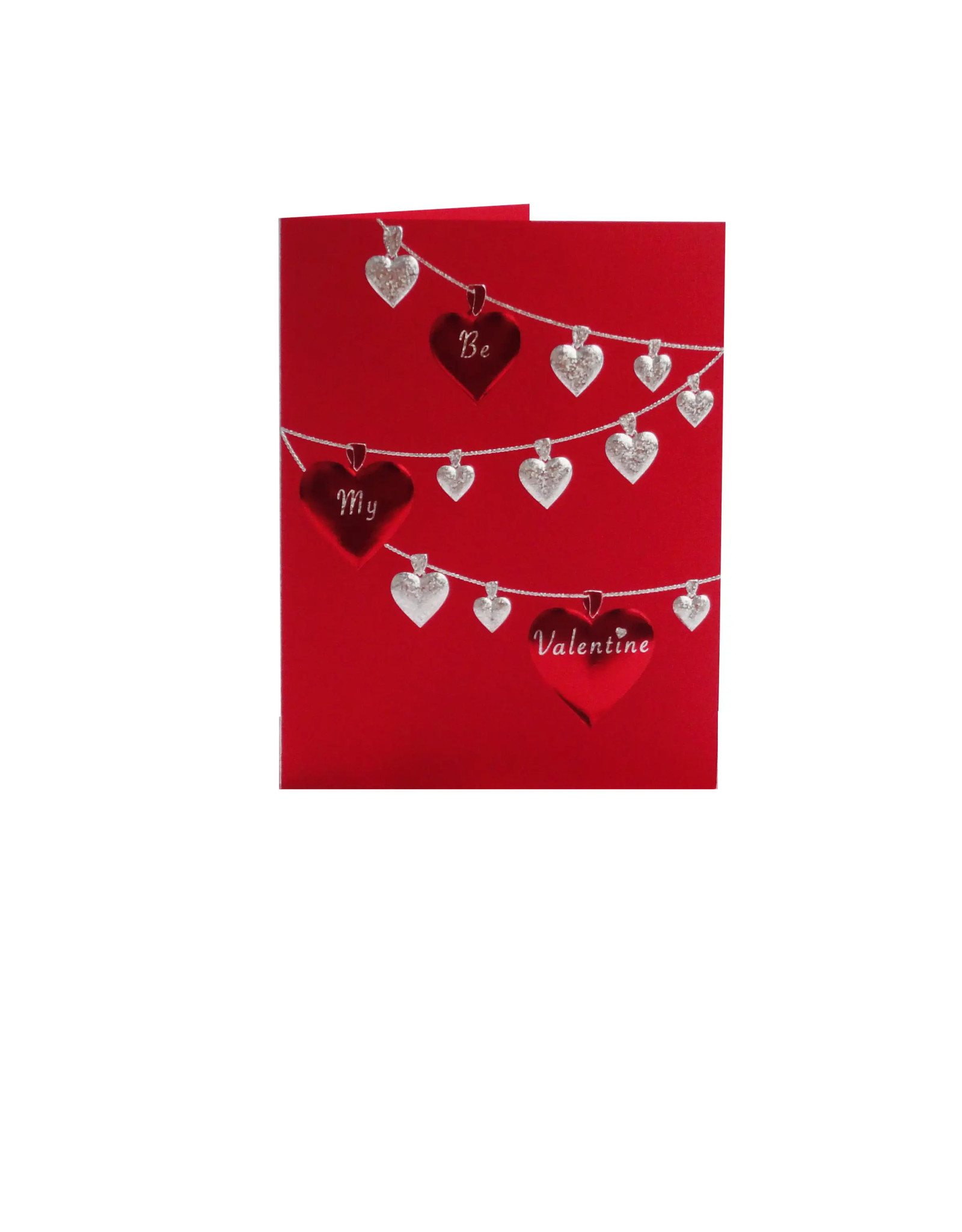 Paula Skene Designs Message Inside Heart Garland Valentine Notecard on Red