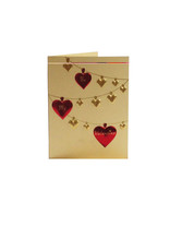 Paula Skene Designs Message Inside Heart Garland Valentine Notecard on Gold