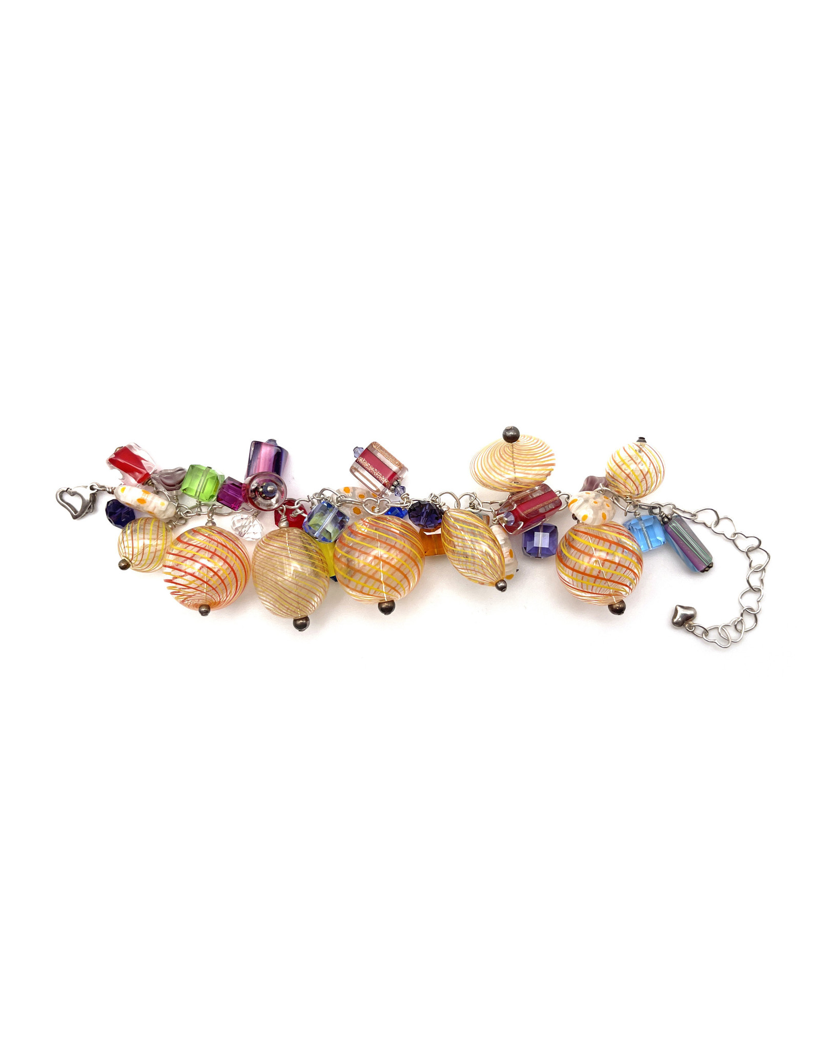 Art Glass Beads 8 Inch Heart-Link Chain Bracelet