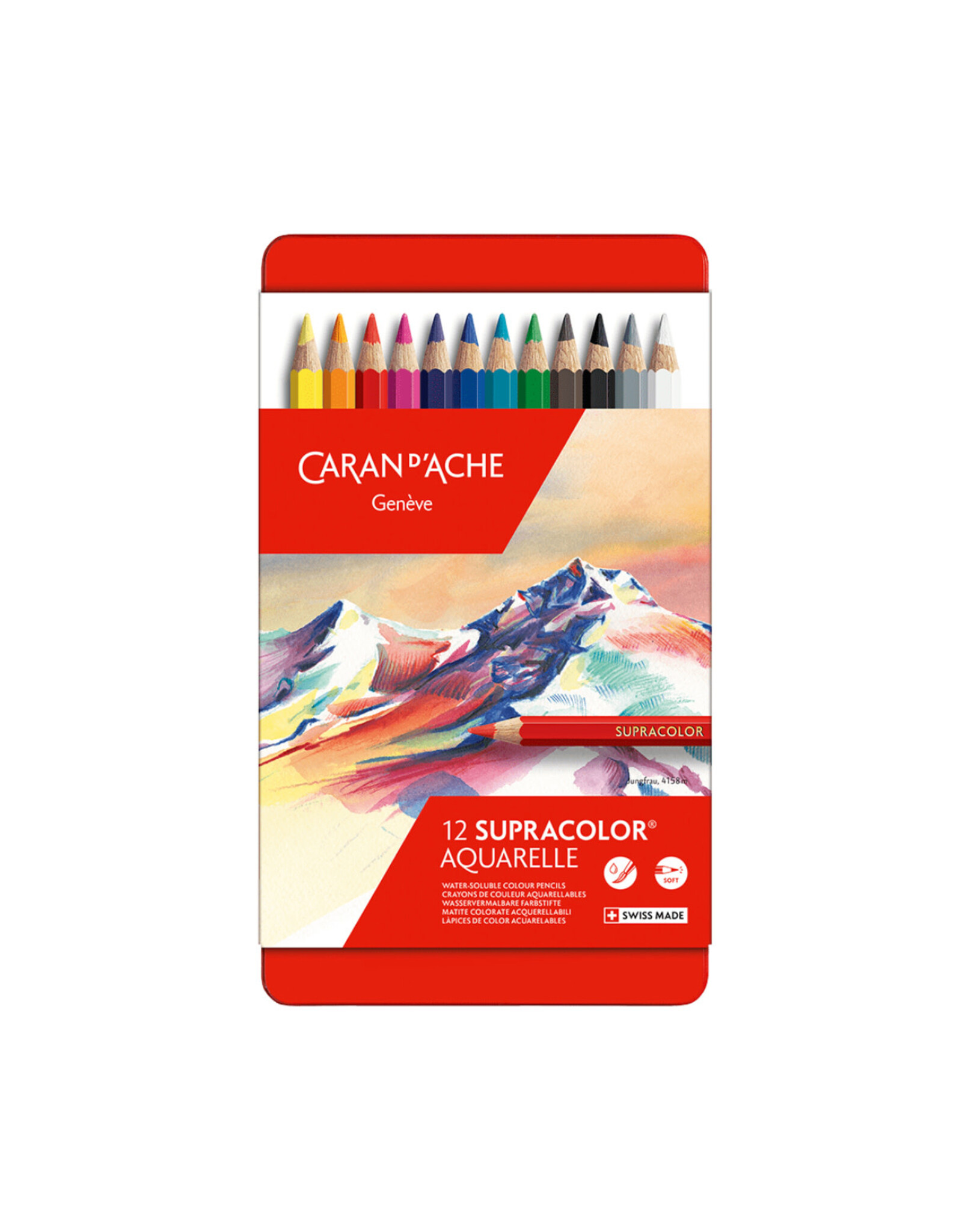 Caran d'Ache Metal Box 12 Soft Aquarelle Colour Pencils