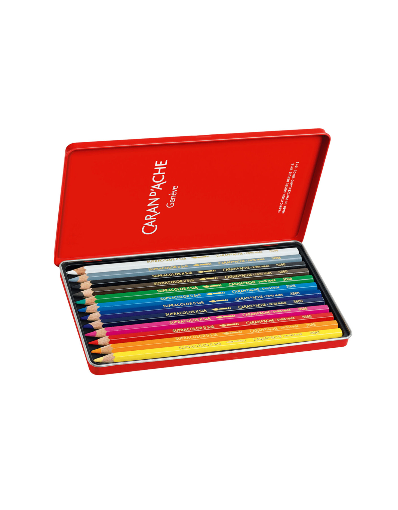Caran d'Ache Metal Box 12 Soft Aquarelle Colour Pencils