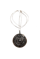23 in. Large Sterling Aztec Sun Stone Medallion