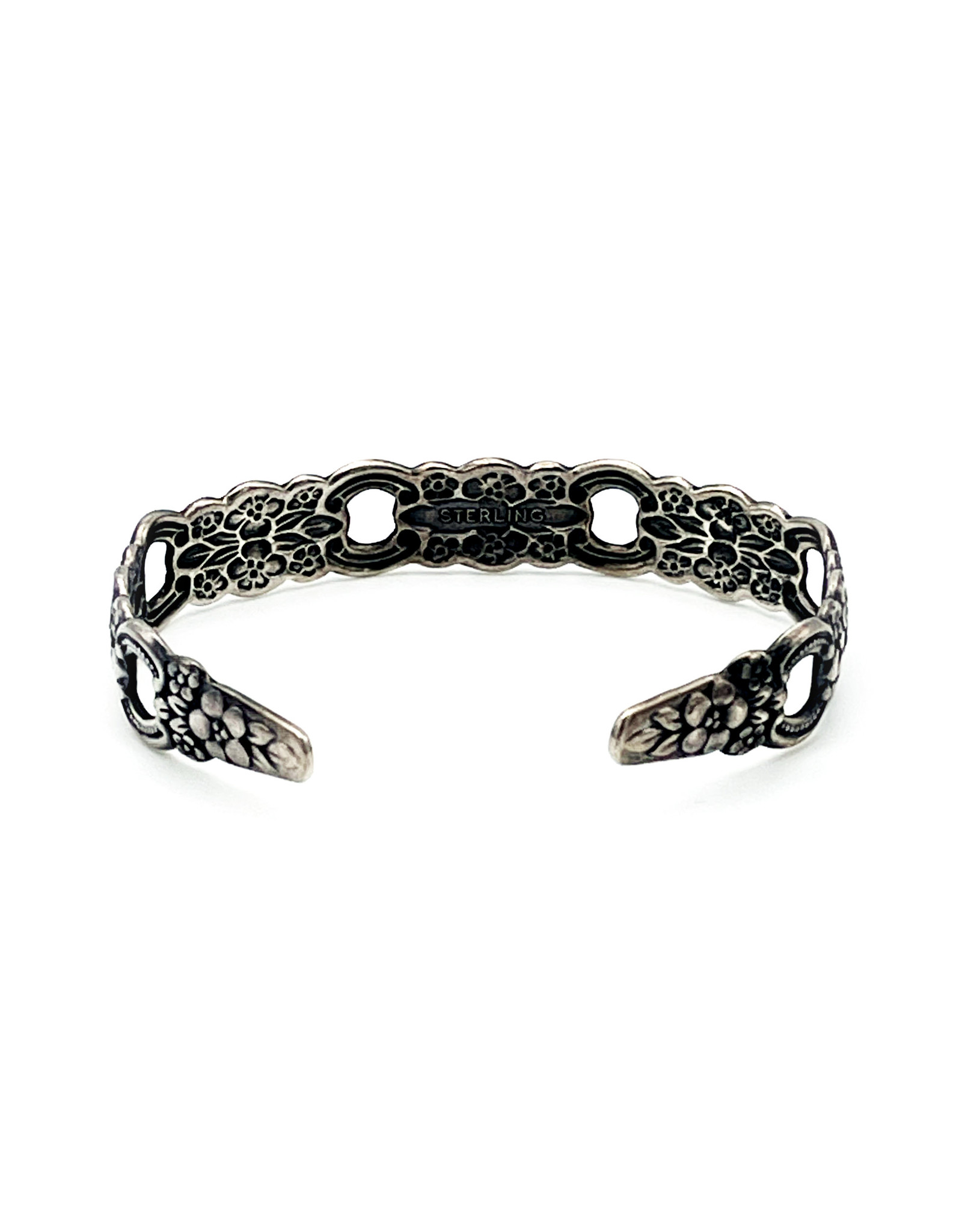 Sterling Victorian-Style Floral Cuff Bracelet