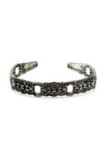 Sterling Victorian-Style Floral Cuff Bracelet