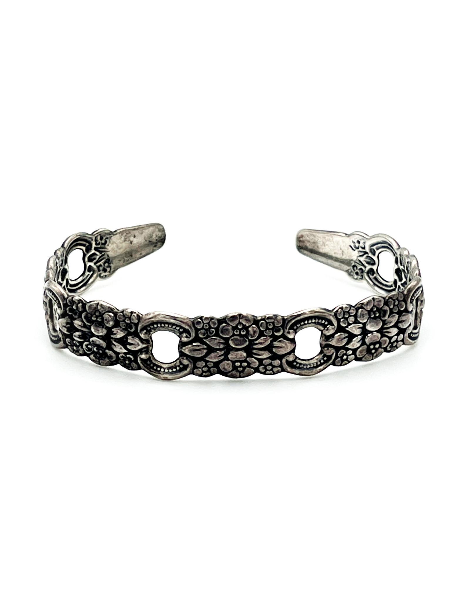Sterling Victorian-Style Floral Cuff Bracelet