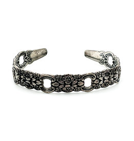 Sterling Victorian-Style Floral Cuff Bracelet