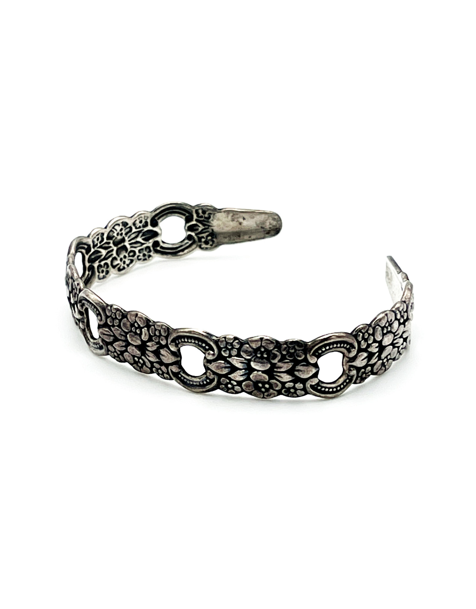 Sterling Victorian-Style Floral Cuff Bracelet