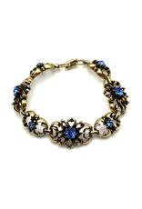 Coro Gold-Colored Blue Rhinestone Rhinestone Costume Bracelet