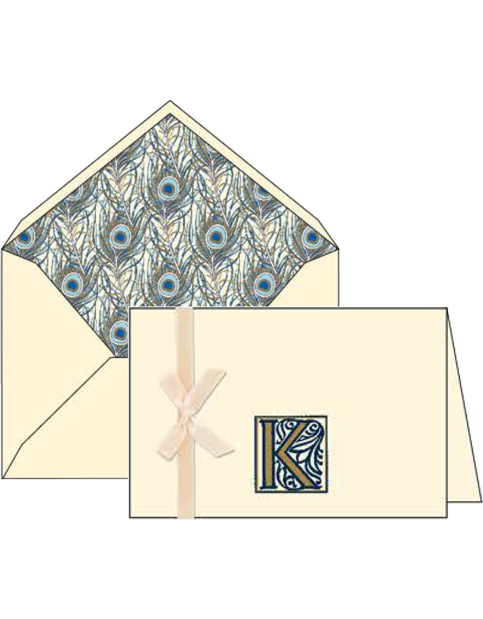 Rossi K Initial Notecards Box of 10 with Lined Envelopes