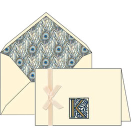 Rossi K Initial Notecards Box of 10 with Lined Envelopes
