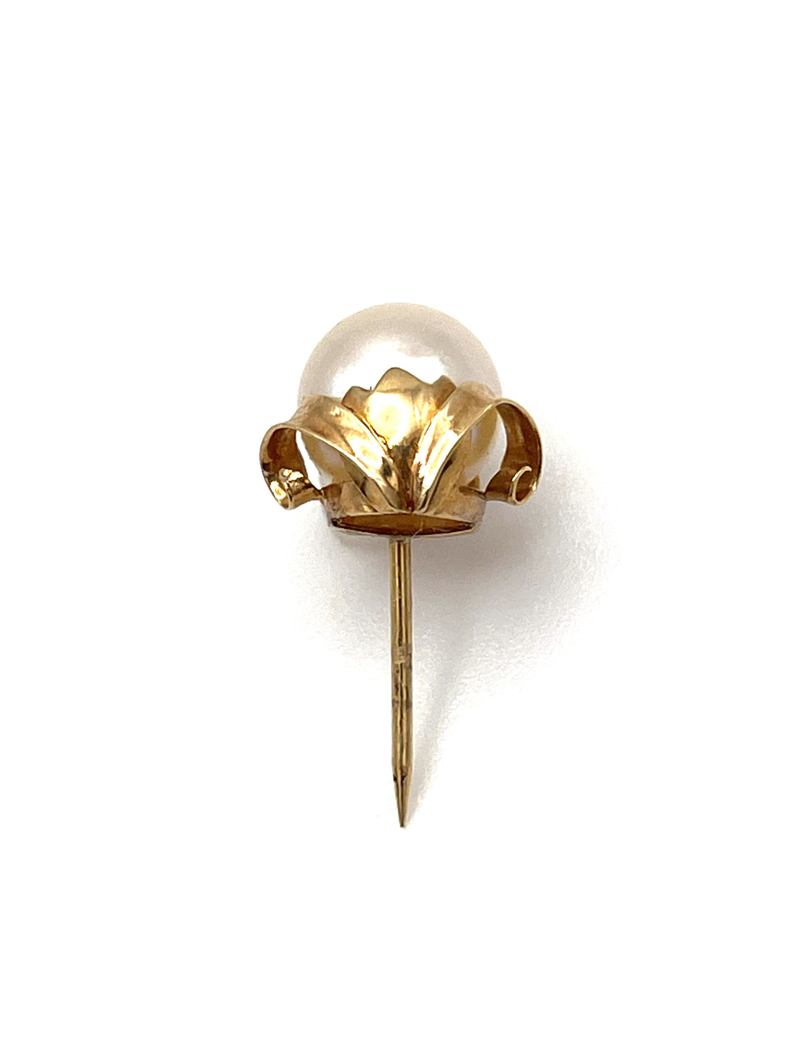 Single Large Pearl 18K Gold Lapel Pin