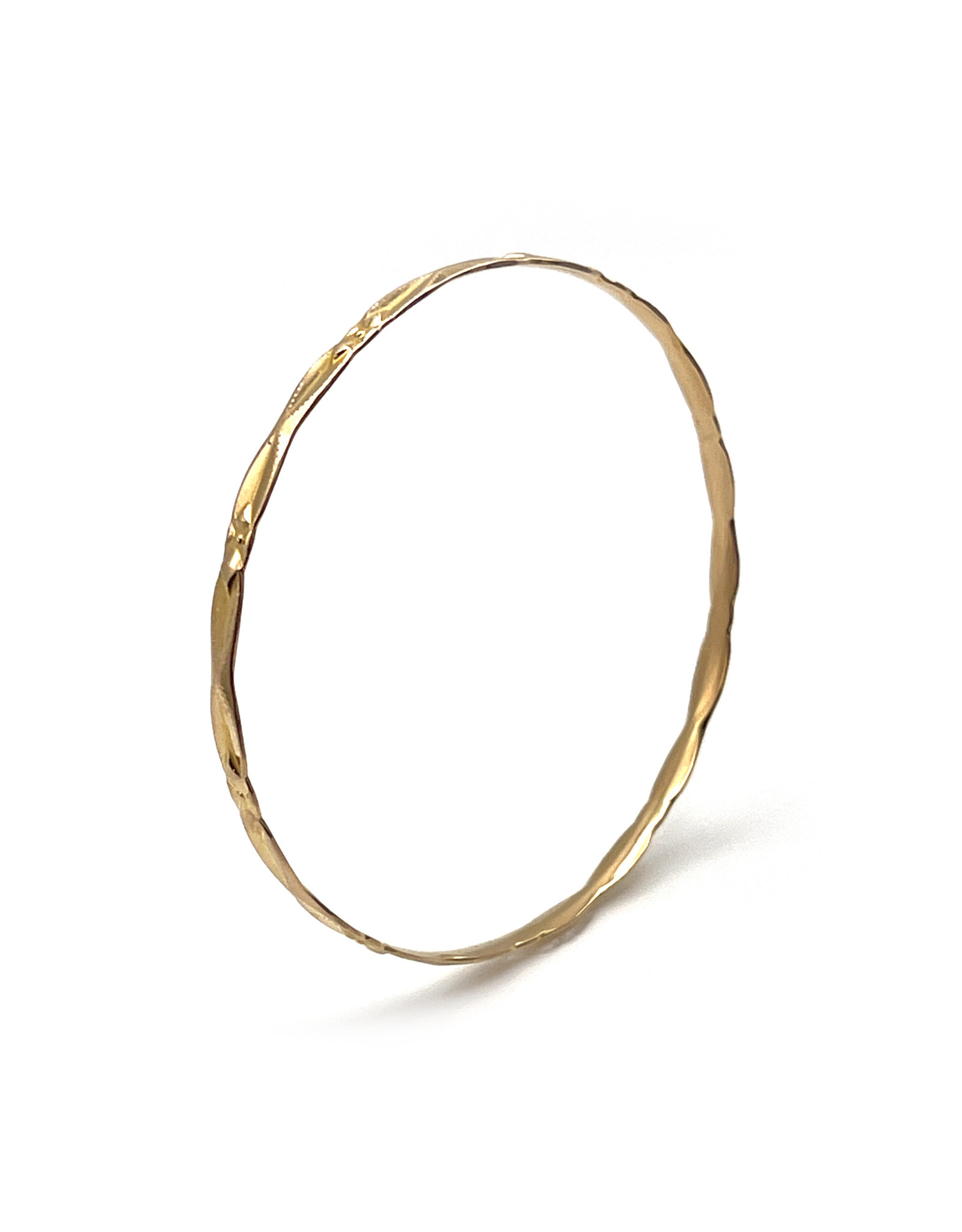 7 in. 14K Gold Etched Patterned Bangle