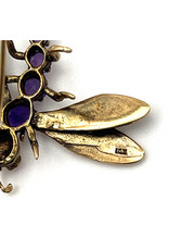 Vintage 14K Gold Dragonfly Brooch with Amethysts and Rubies