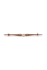 Mikimoto 15K Gold Bar Pin with 1 Medium Pearl and 8 Seed Pearls