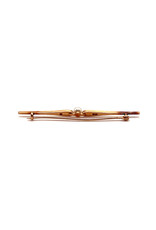 Mikimoto 15K Gold Bar Pin with 1 Medium Pearl and 8 Seed Pearls