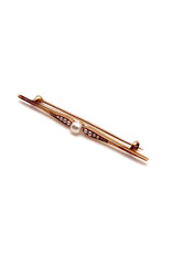 Mikimoto 15K Gold Bar Pin with 1 Medium Pearl and 8 Seed Pearls